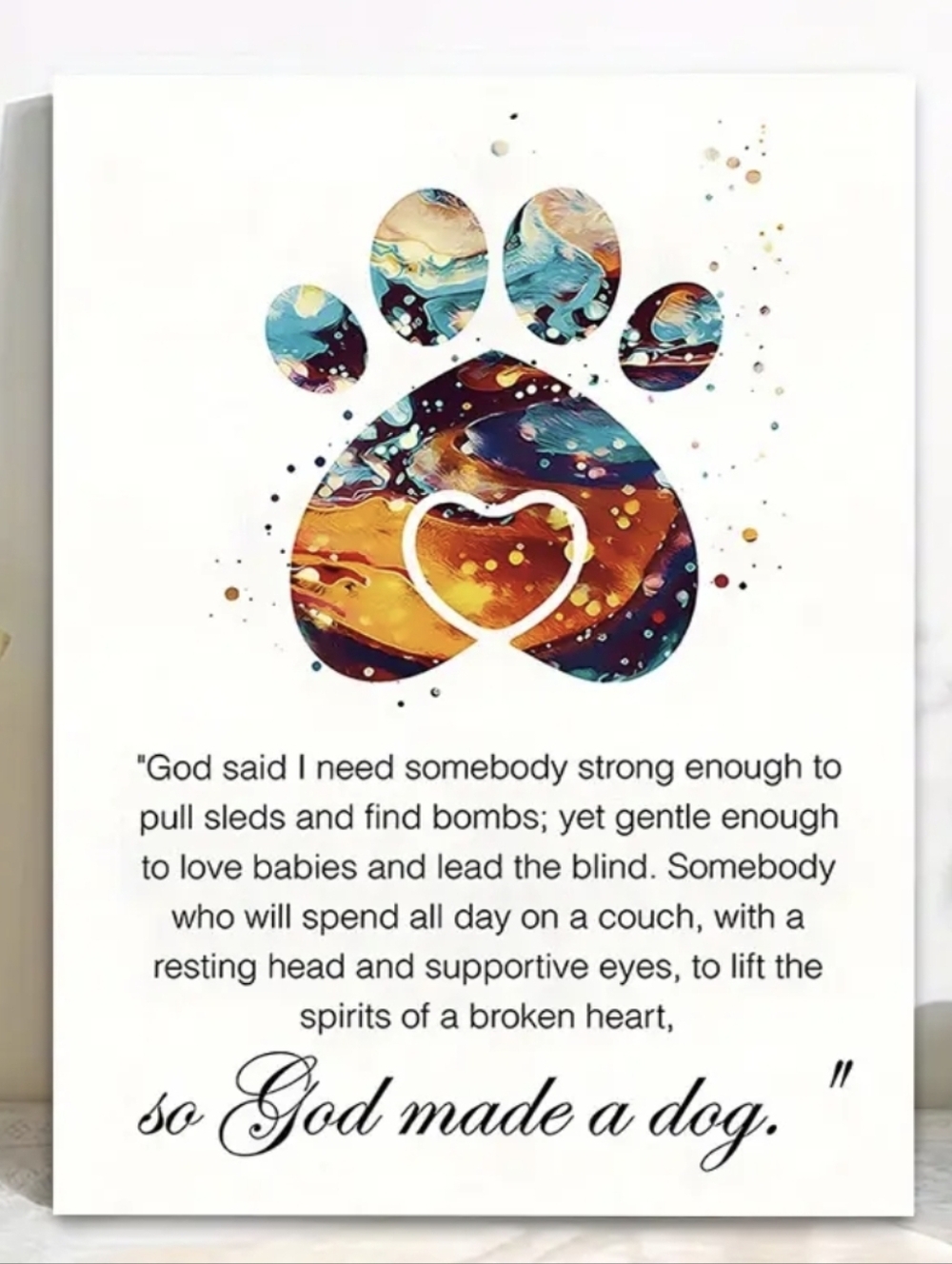 Paws Around The World | “God Made a Dog” Dog Lover Paw Print Framed Canvas Art🐾